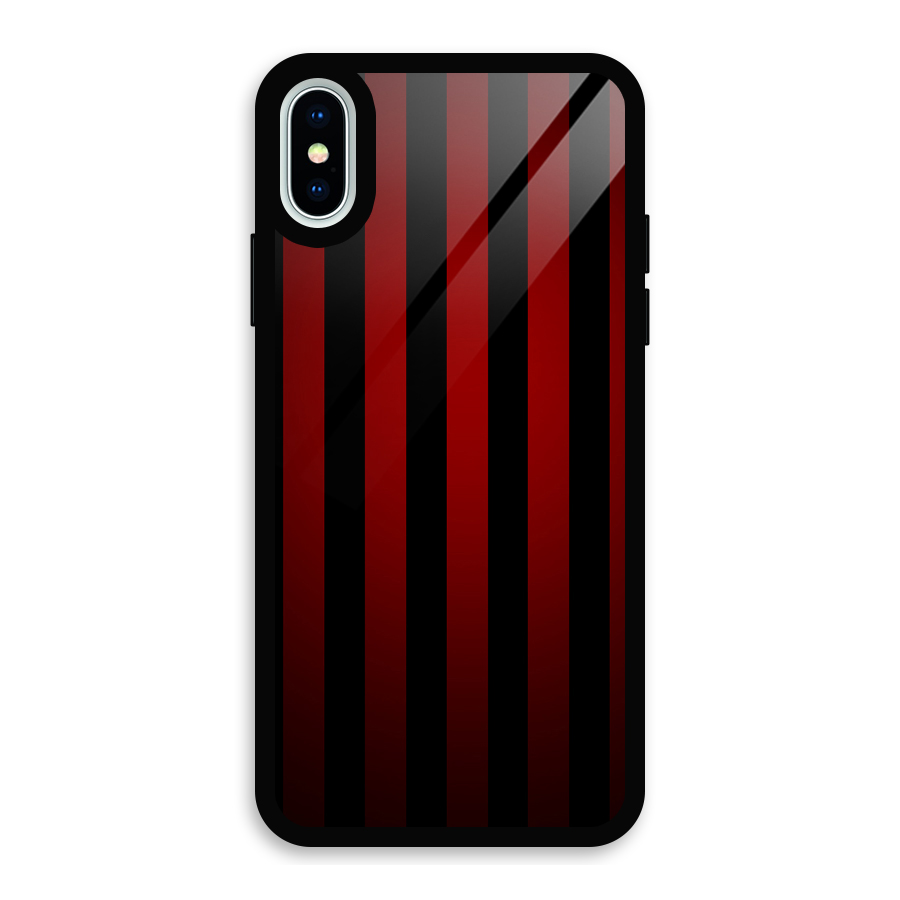 Red Black Stripes Glass Back Case for iPhone X