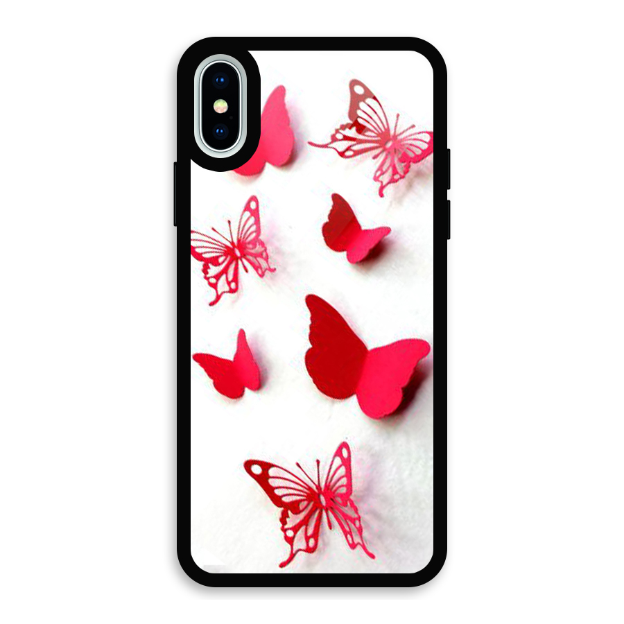 Red Butterflies Glass Back Case for iPhone X