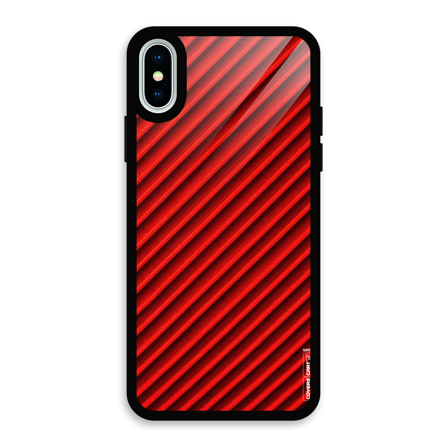 Red Rugged Stripes Glass Back Case for iPhone X