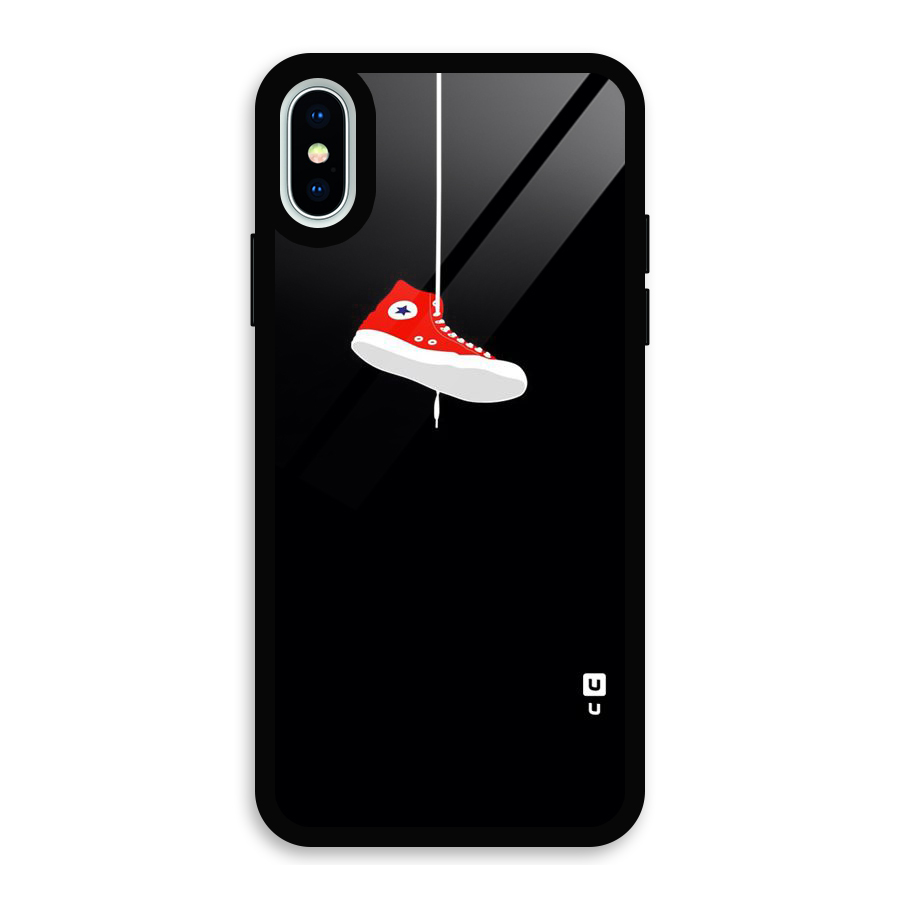 Red Shoe Hanging Glass Back Case for iPhone X