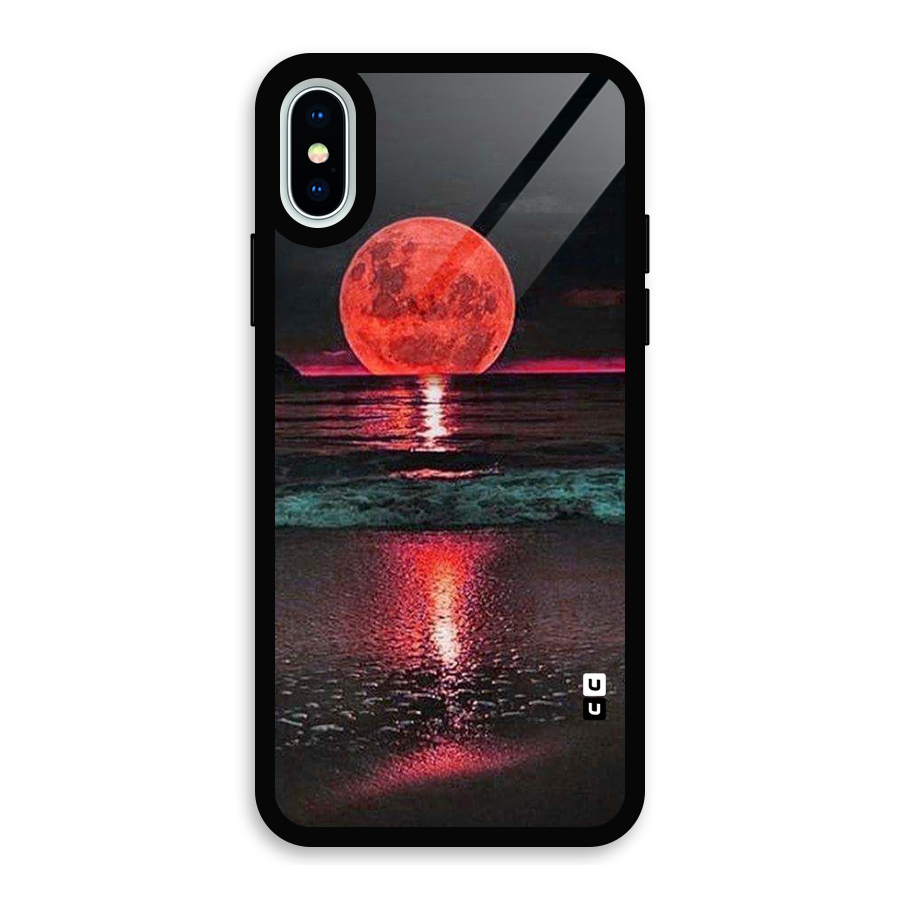 Red Sun Ocean Glass Back Case for iPhone X