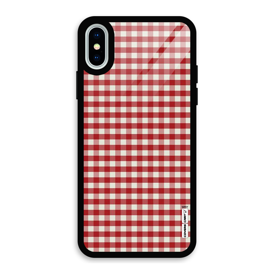 Red White Check Glass Back Case for iPhone X