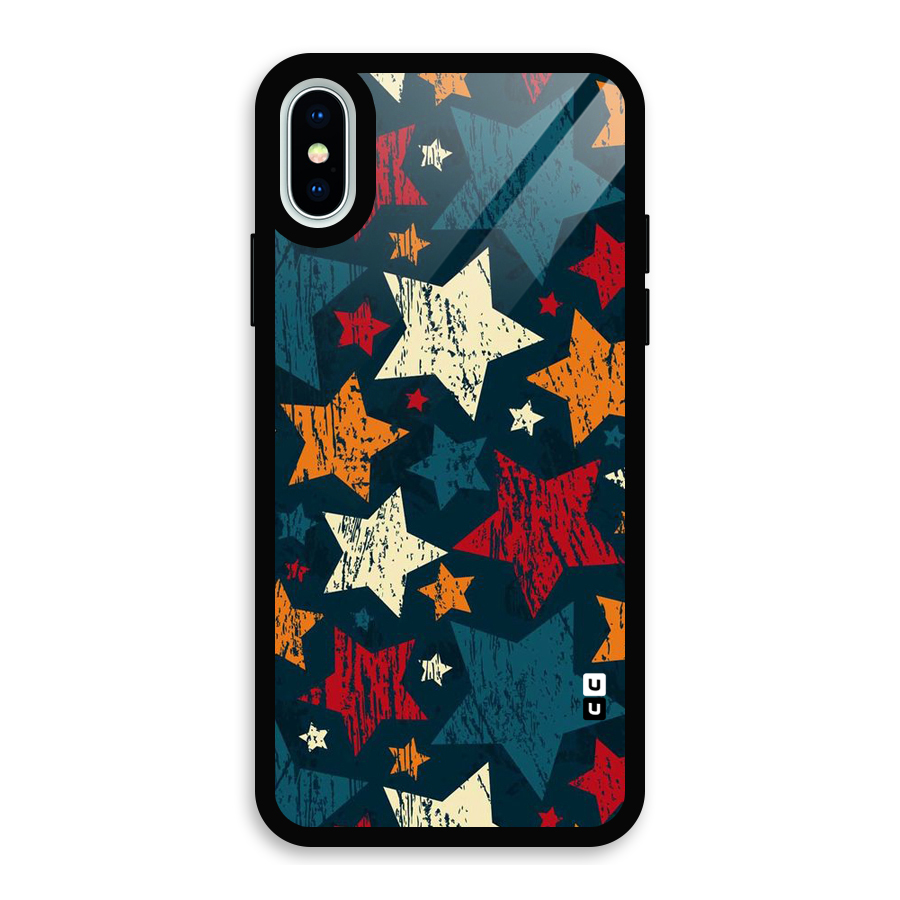 Rugged Star Design Glass Back Case for iPhone X