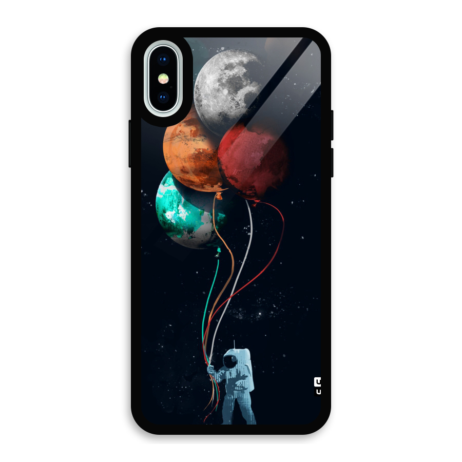 Space Balloons Glass Back Case for iPhone X