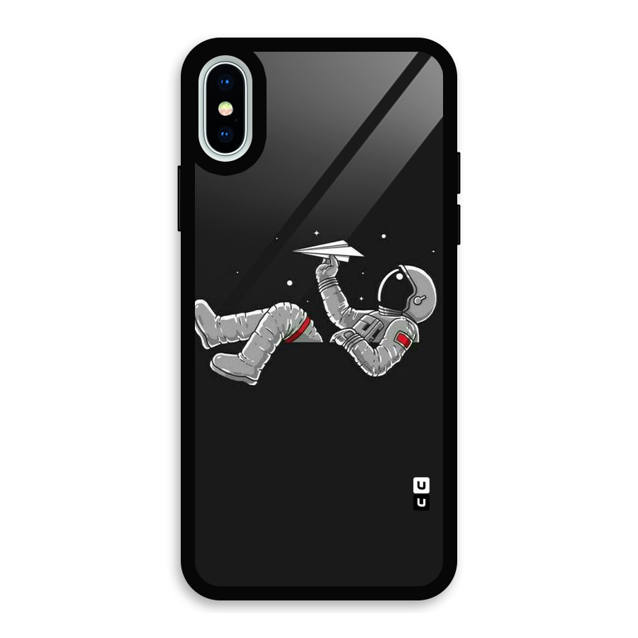 Spaceman Flying Glass Back Case for iPhone X