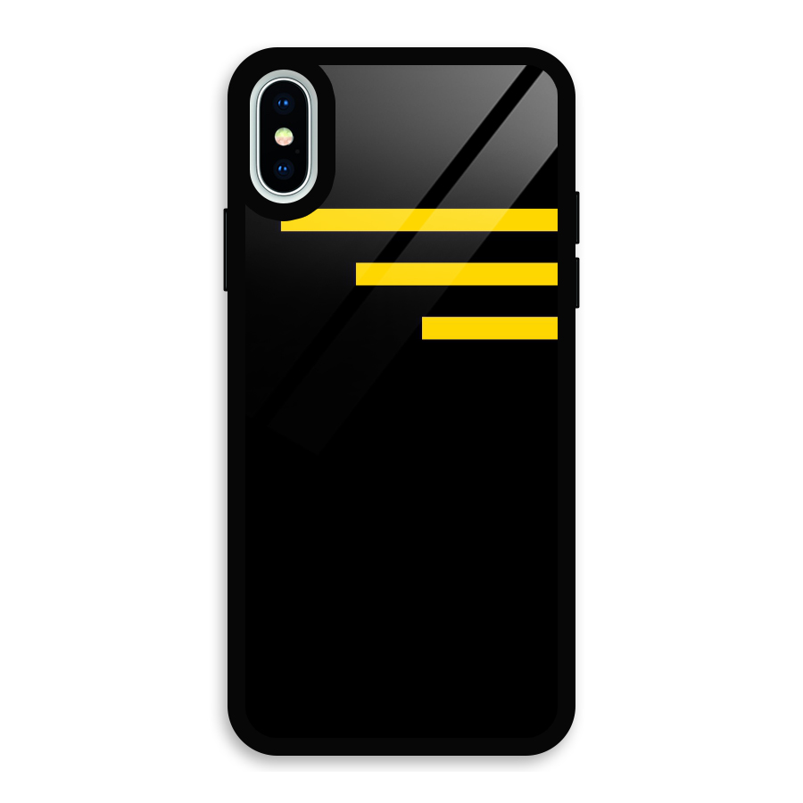 Sports Yellow Stripes Glass Back Case for iPhone X