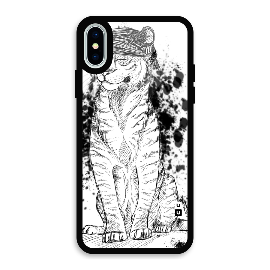 Tiger Wink Glass Back Case for iPhone X