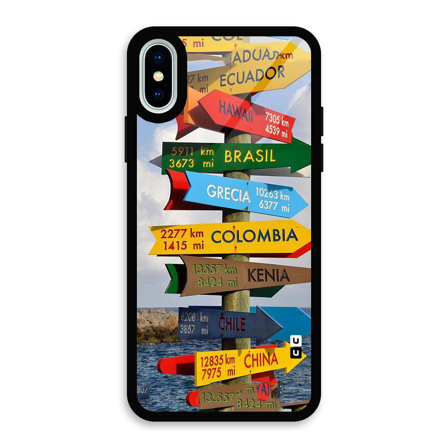 Travel Directions Glass Back Case for iPhone X