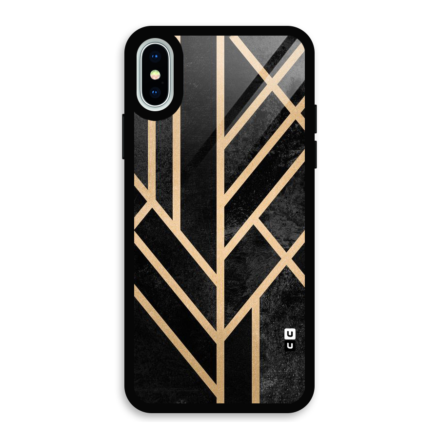 Tri Lines Gold Glass Back Case for iPhone X