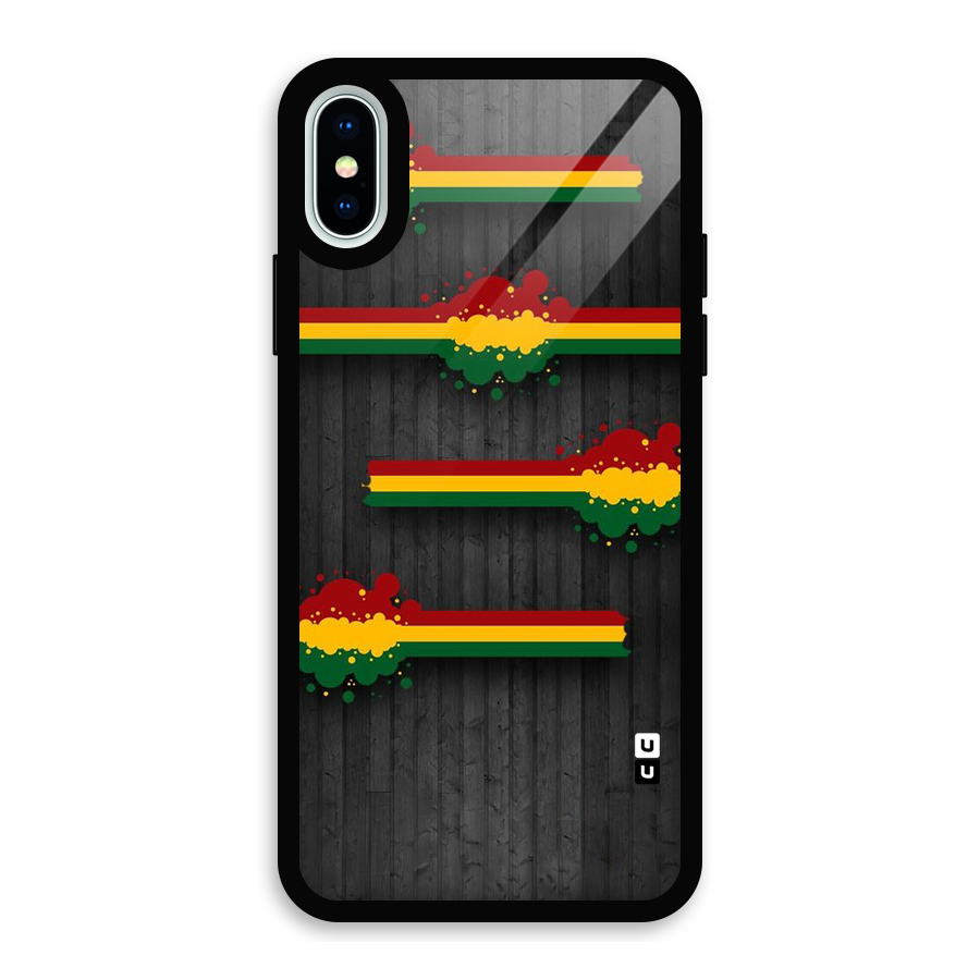 Tricolor Splash Design Glass Back Case for iPhone X