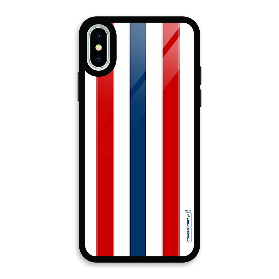 Tricolor Stripes Glass Back Case for iPhone X