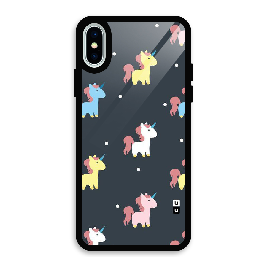 Unicorn Pattern Glass Back Case for iPhone X