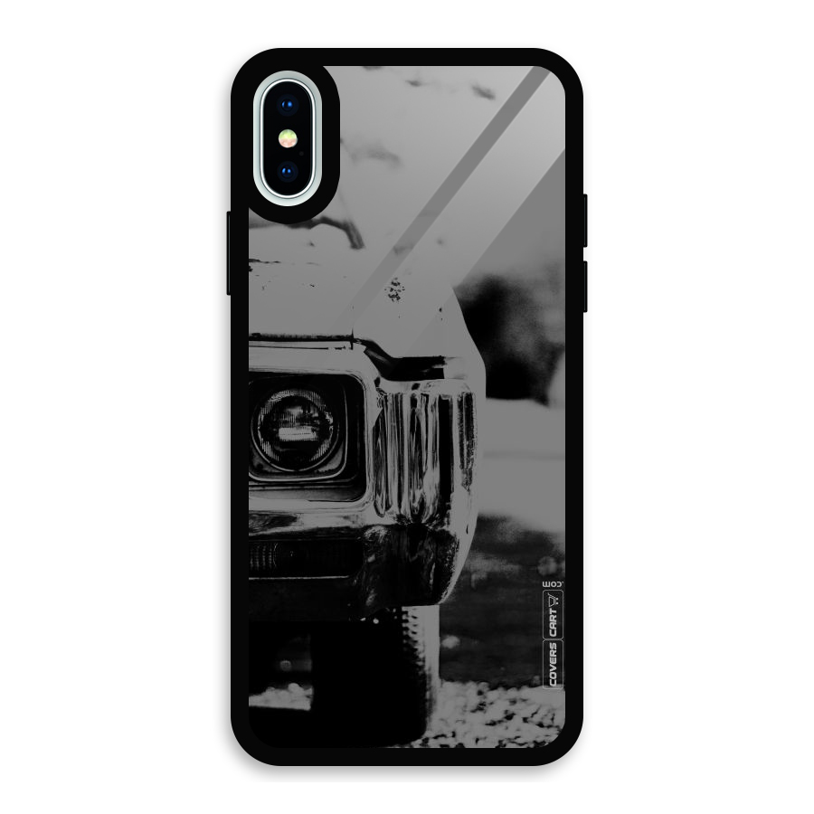 Vintage Car Black and White Glass Back Case for iPhone X