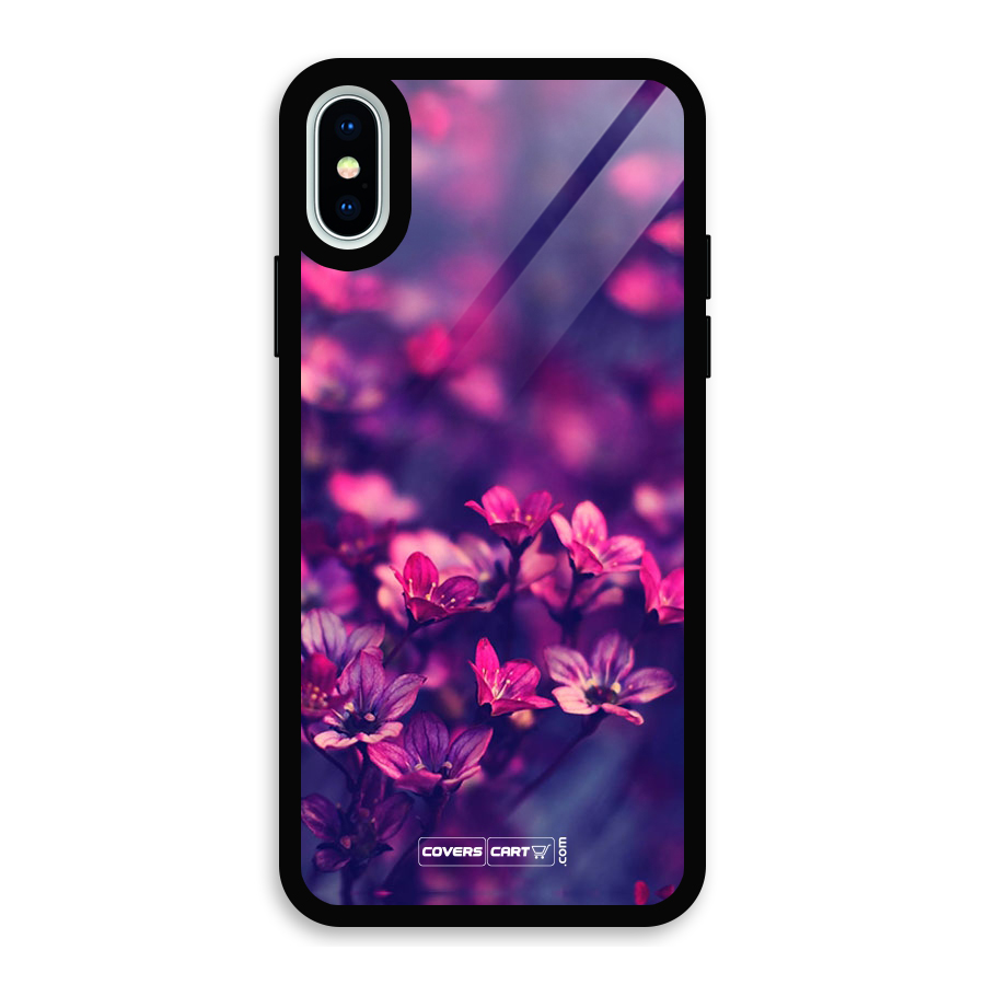 Violet Floral Glass Back Case for iPhone X
