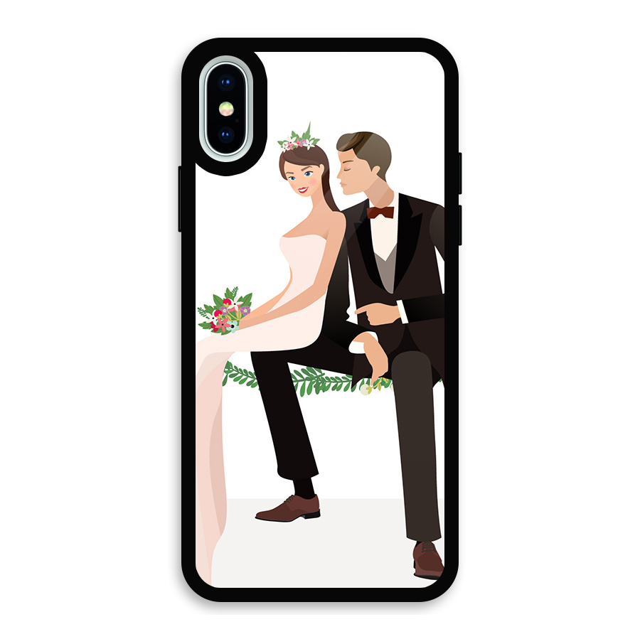 Wedding Couple Glass Back Case for iPhone X
