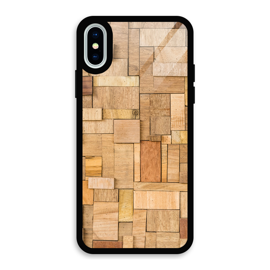 Wooden Blocks Glass Back Case for iPhone X