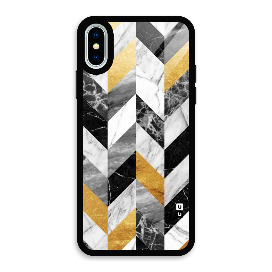 Yellow Grey Marble Glass Back Case for iPhone X