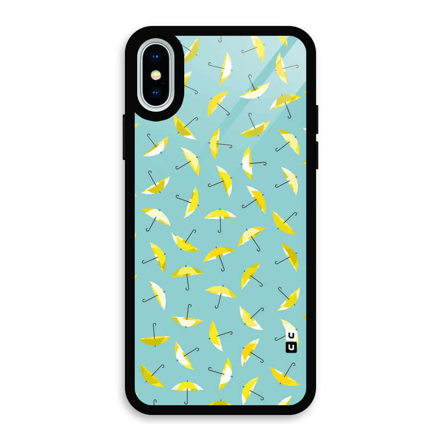 Yellow Umbrella Pattern Glass Back Case for iPhone X