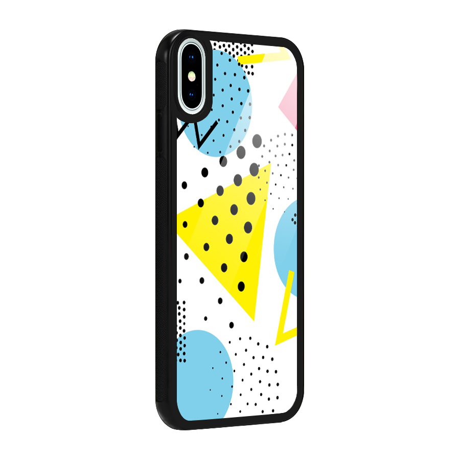 Abstract Geometry Glass Back Case for iPhone X