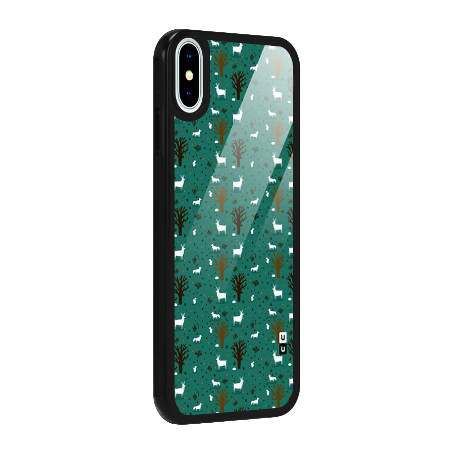 Animal Grass Pattern Glass Back Case for iPhone X