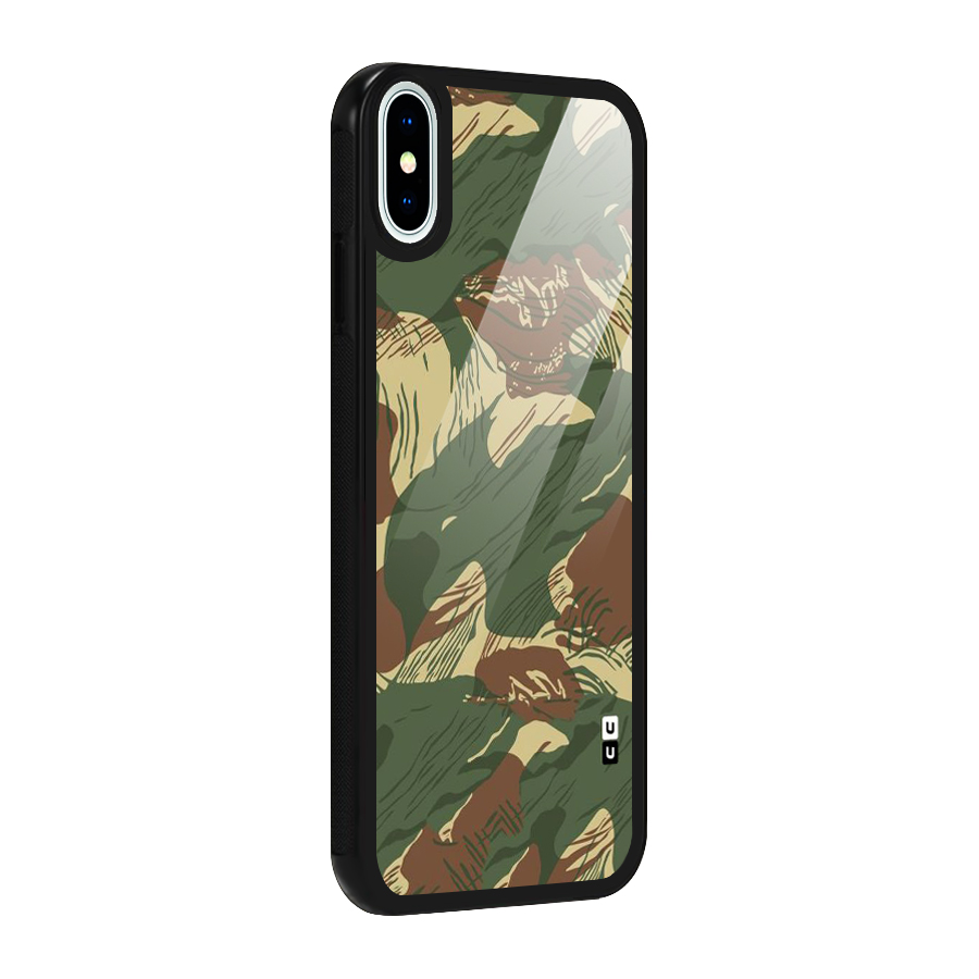 Army Design Glass Back Case for iPhone X