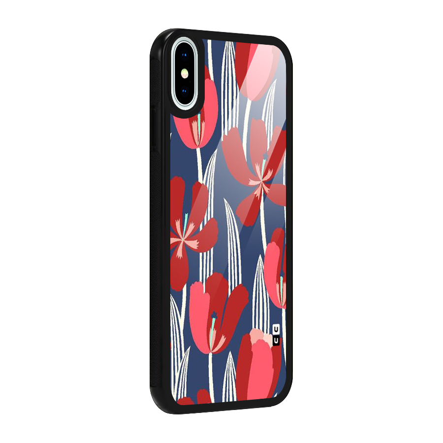 Artistic Tulips Glass Back Case for iPhone X