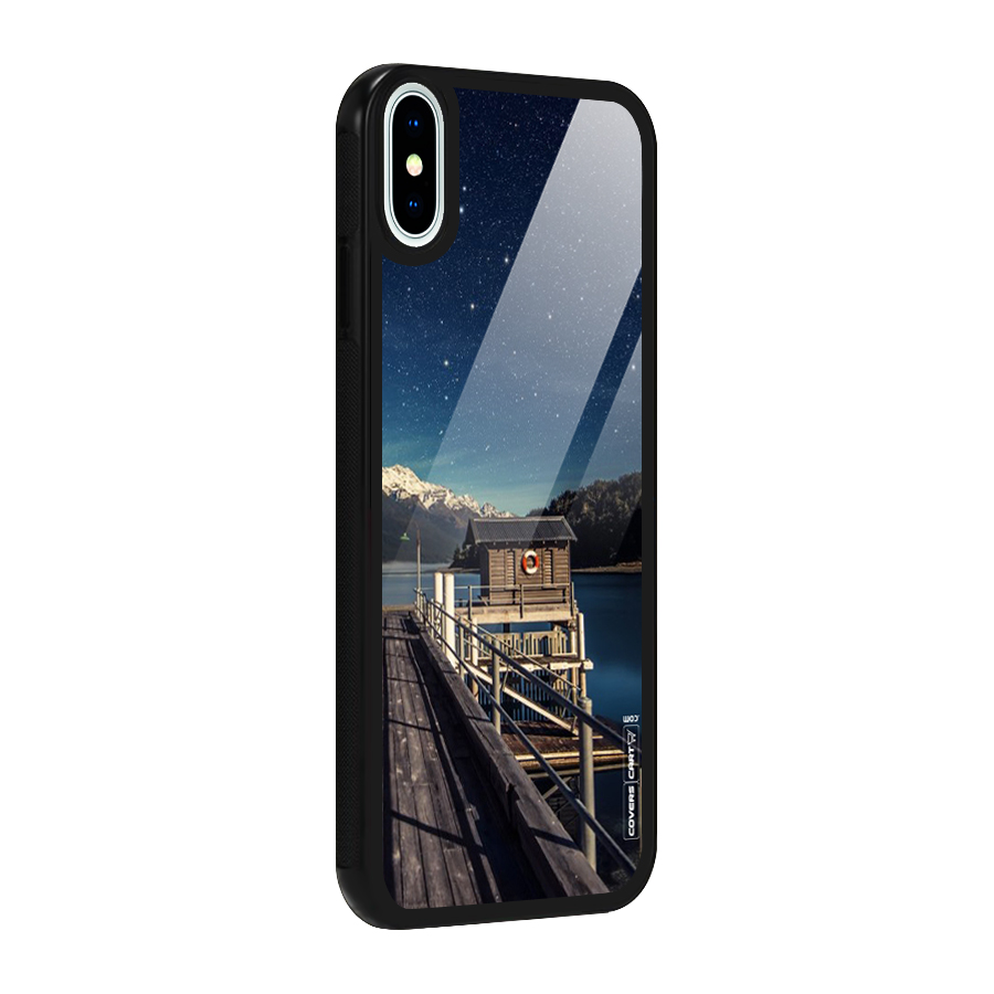 Beautiful Dock Hut Glass Back Case for iPhone X
