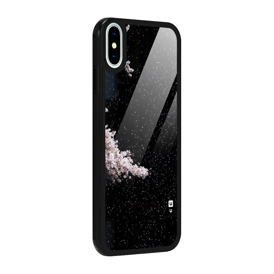 Beautiful Night Sky Flowers Glass Back Case for iPhone X