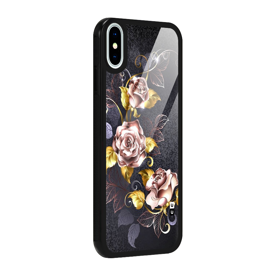 Beautiful Old Floral Design Glass Back Case for iPhone X