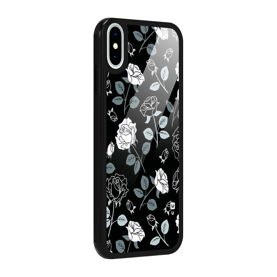 Black Artsy Bloom Glass Back Case for iPhone X