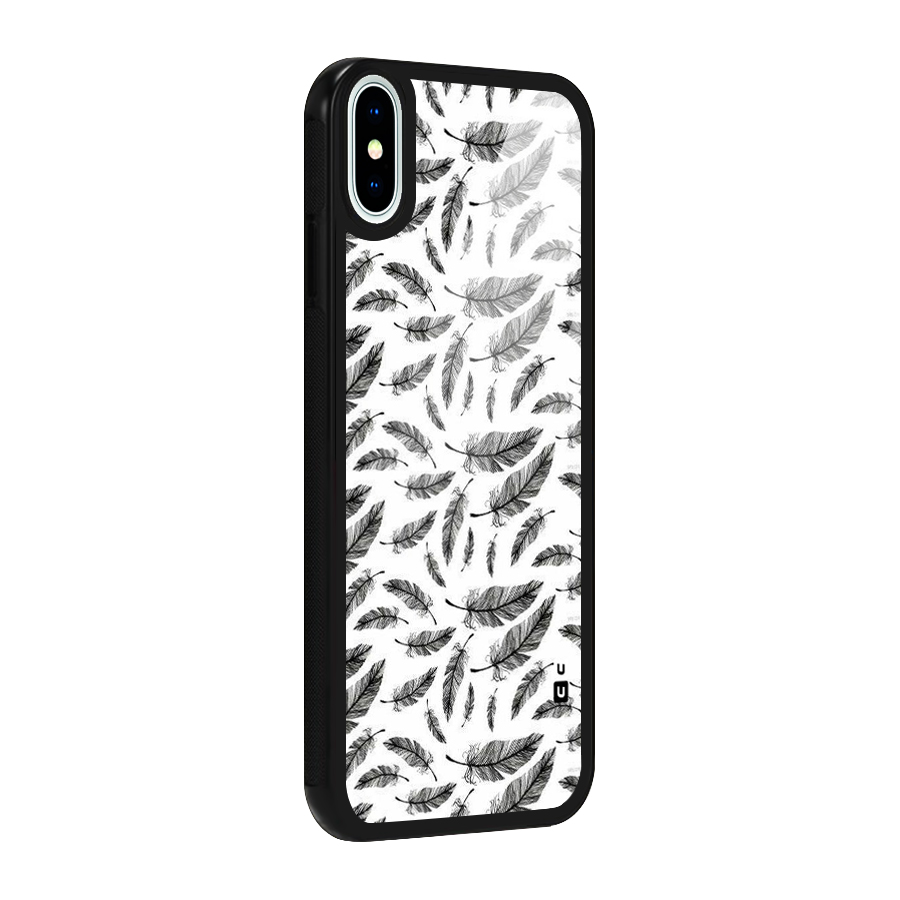 Black Feather Glass Back Case for iPhone X