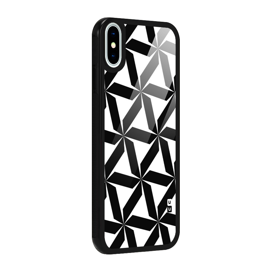 Black White Fan Design Glass Back Case for iPhone X