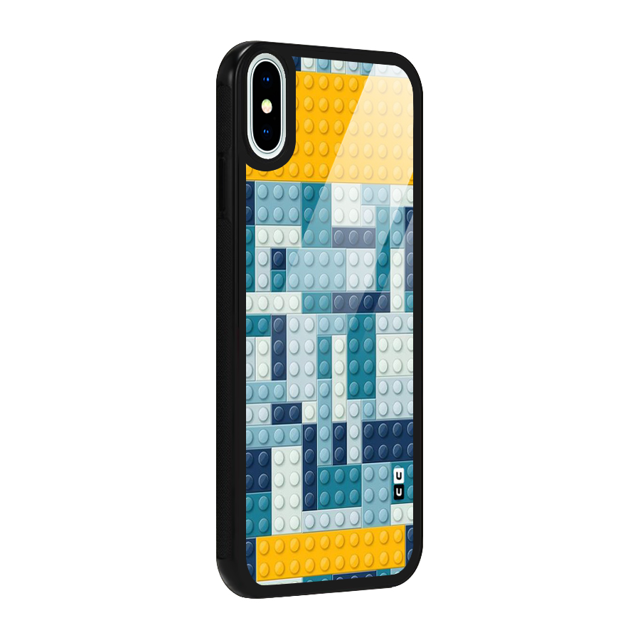 Blocks Blues Glass Back Case for iPhone X