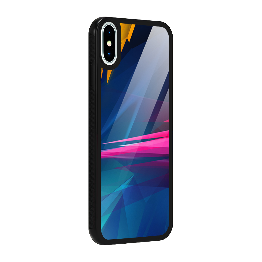 Blue Red Abstract Glass Back Case for iPhone X