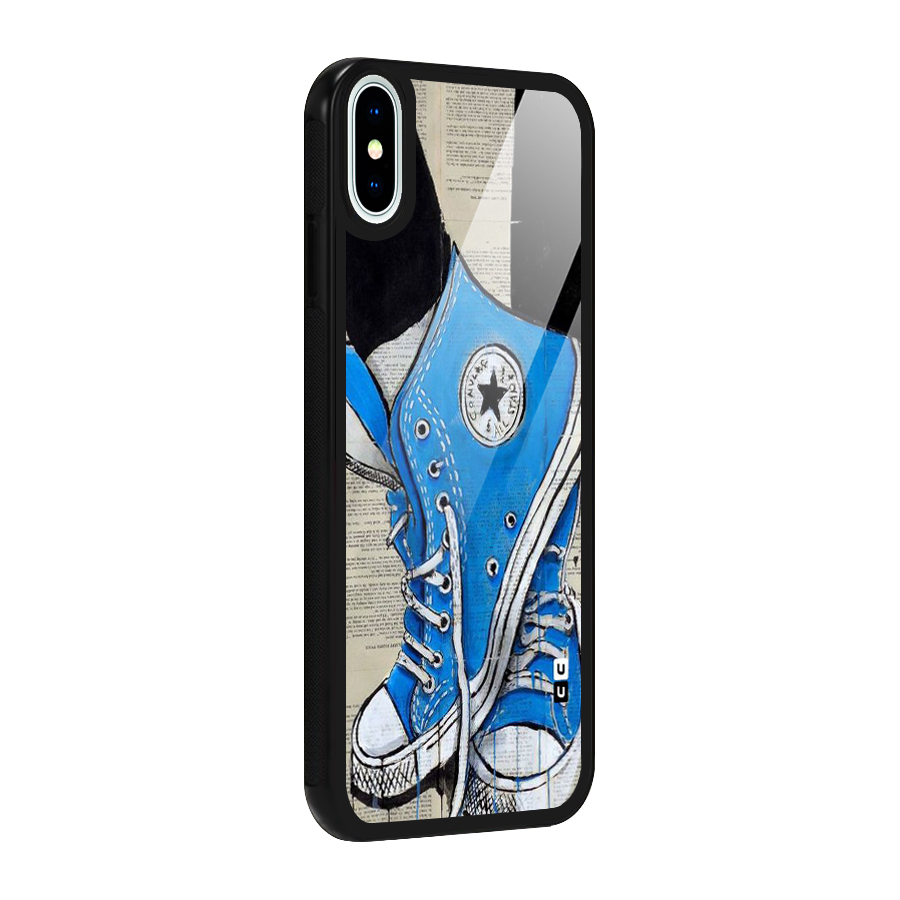 Blue Shoes Glass Back Case for iPhone X