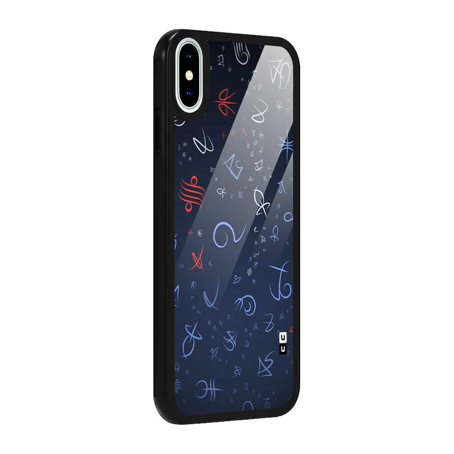 Blue Symbols Glass Back Case for iPhone X
