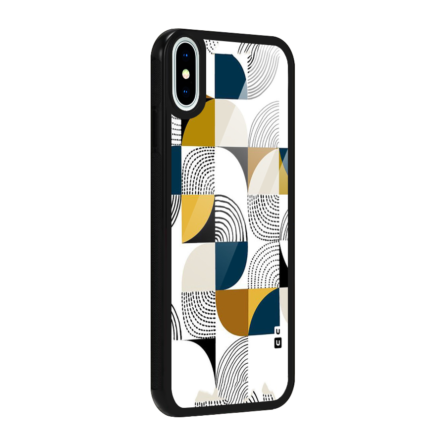 Boxes Pattern Glass Back Case for iPhone X
