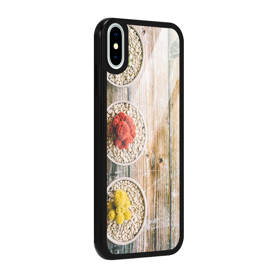 Cacti Decor Glass Back Case for iPhone X