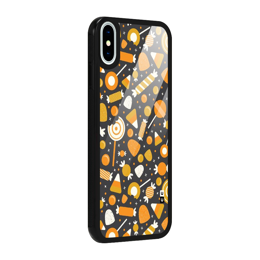 Candies Pattern Glass Back Case for iPhone X