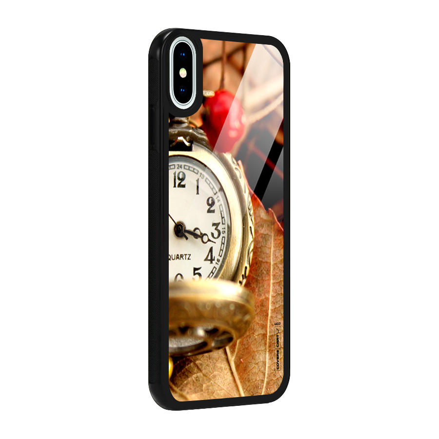 Cherry And Clock Glass Back Case for iPhone X