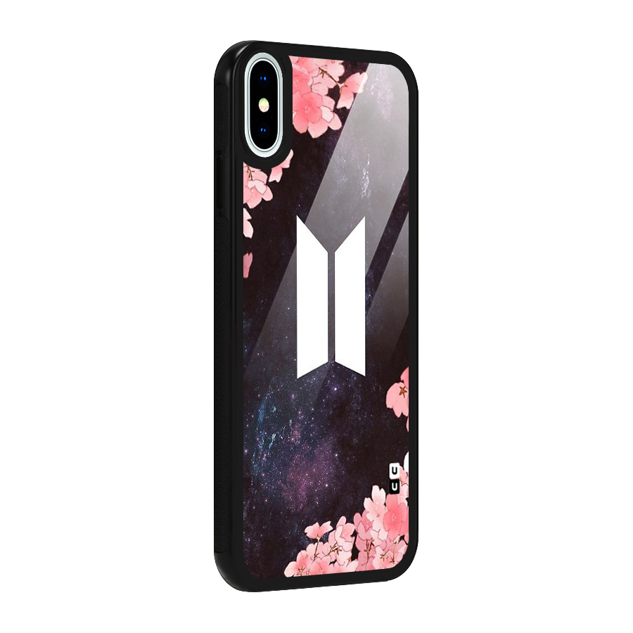 Cherry Blossom Pause Design Glass Back Case for iPhone X