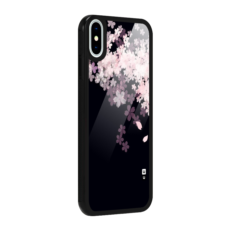 Cherry Flowers Pink Glass Back Case for iPhone X