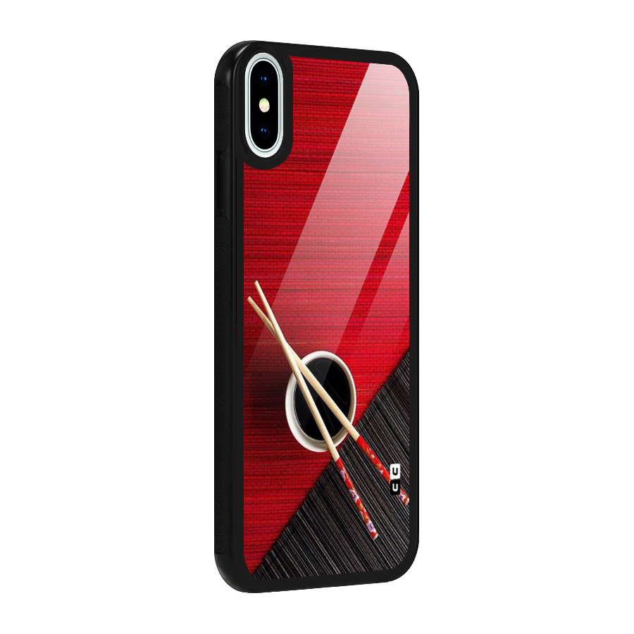 Chopstick Design Glass Back Case for iPhone X
