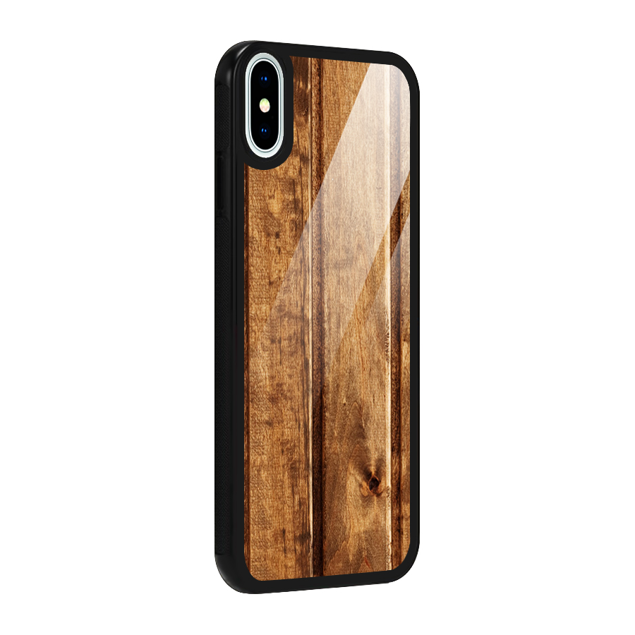 Classic Wood Print Glass Back Case for iPhone X