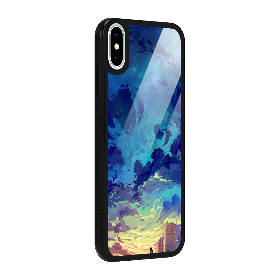 Cloud Art Glass Back Case for iPhone X