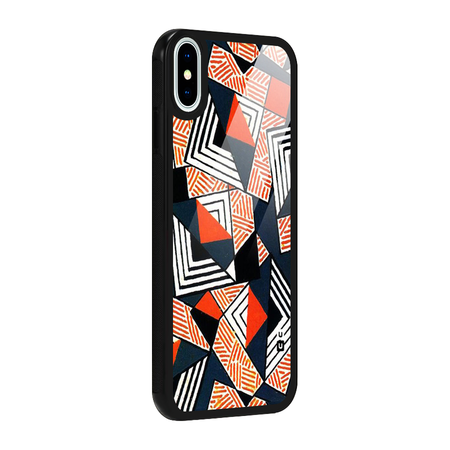 Colored Cuts Pattern Glass Back Case for iPhone X