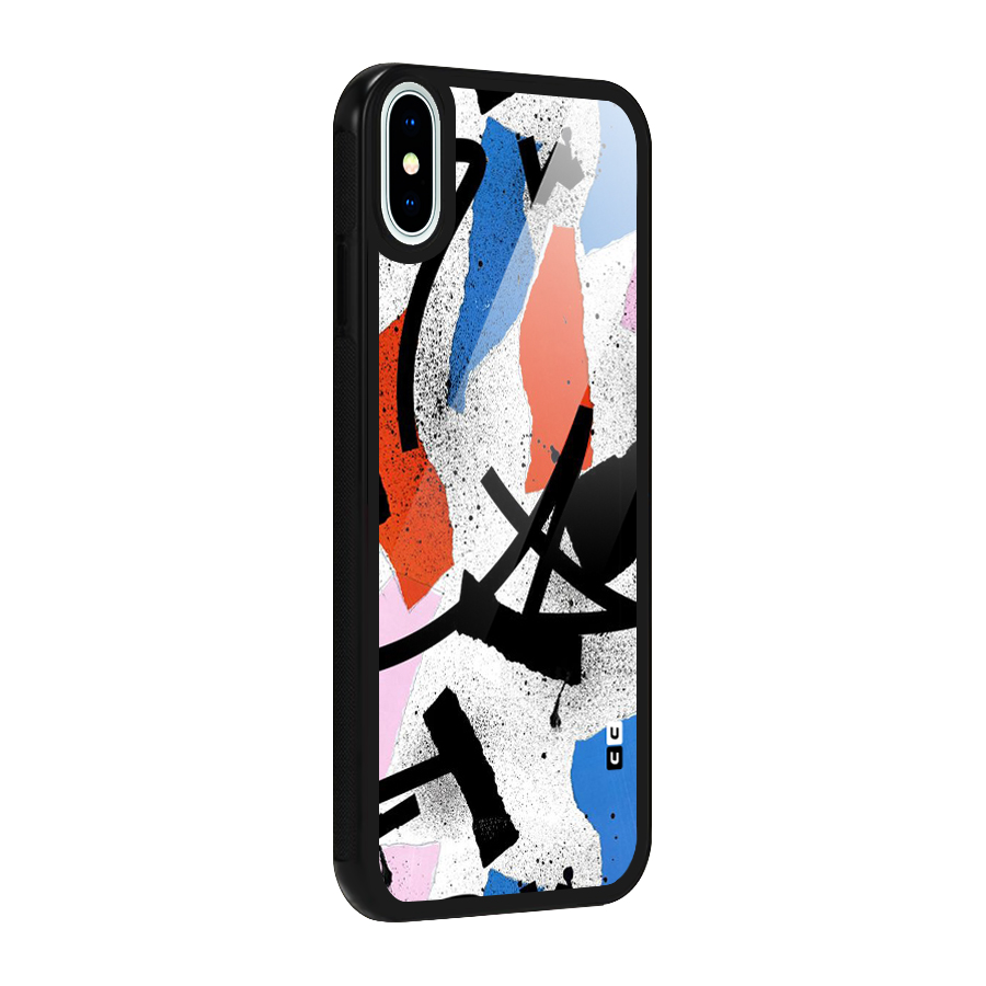 Coloured Abstract Art Glass Back Case for iPhone X