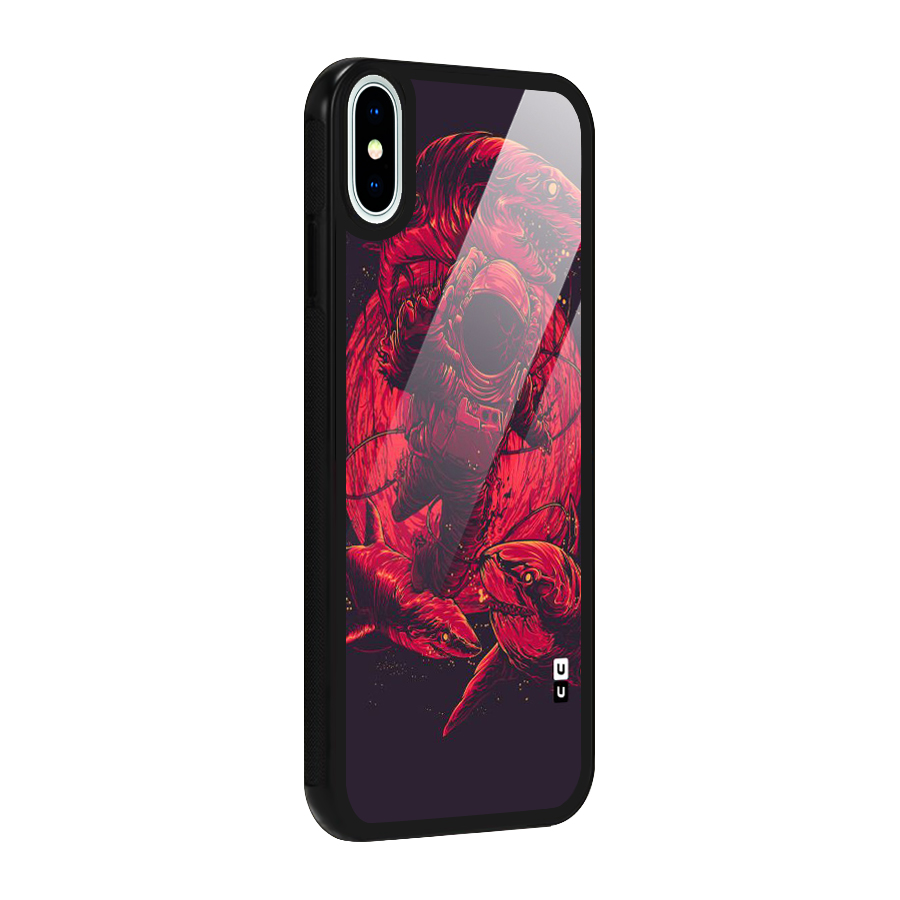 Coloured Spaceman Glass Back Case for iPhone X