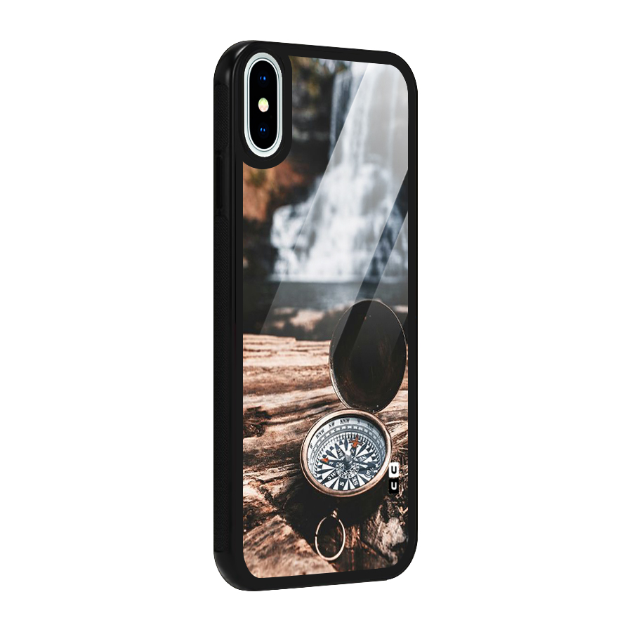 Compass Travel Glass Back Case for iPhone X
