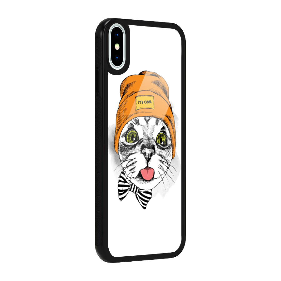 Cool cat Glass Back Case for iPhone X